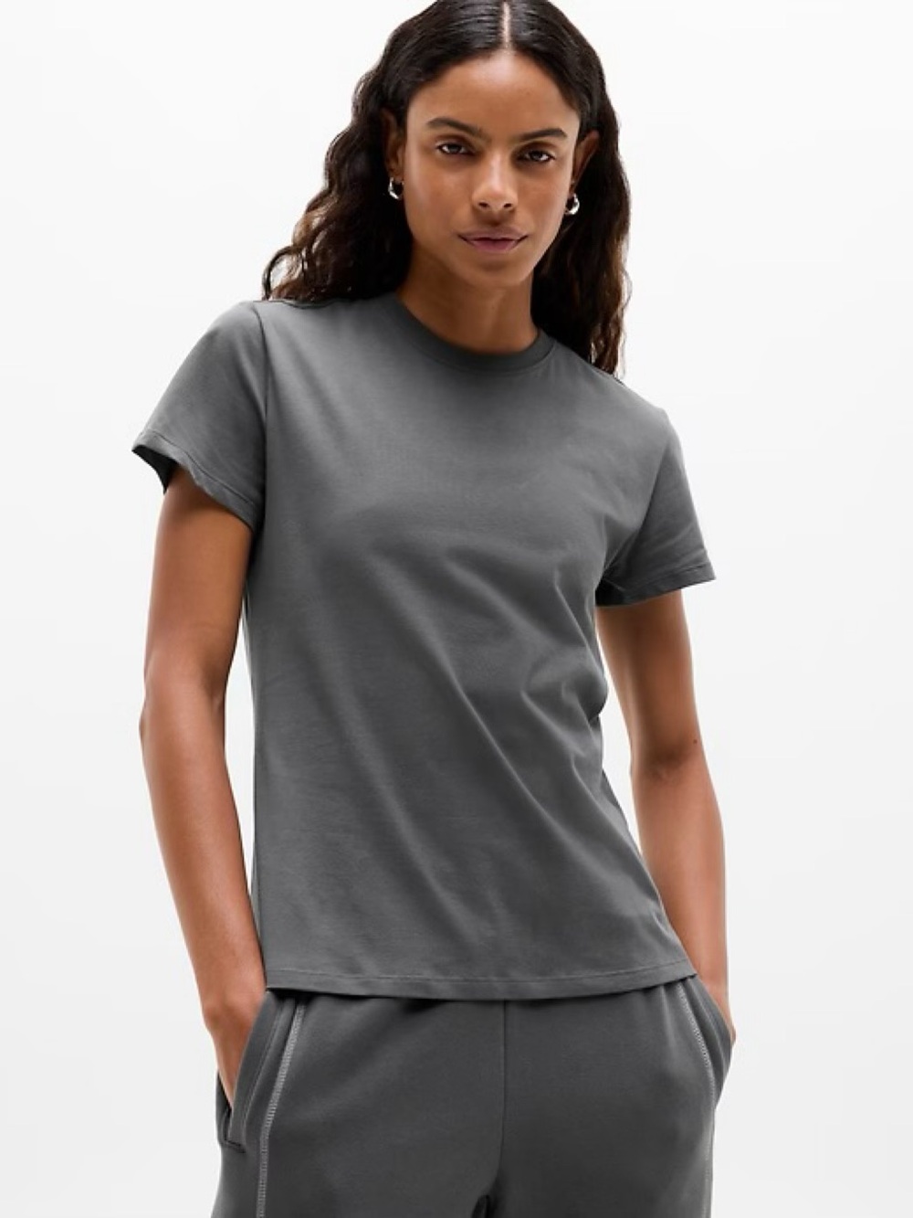 Athleta Favorite Cotton Classic Tee - Shadow Grey